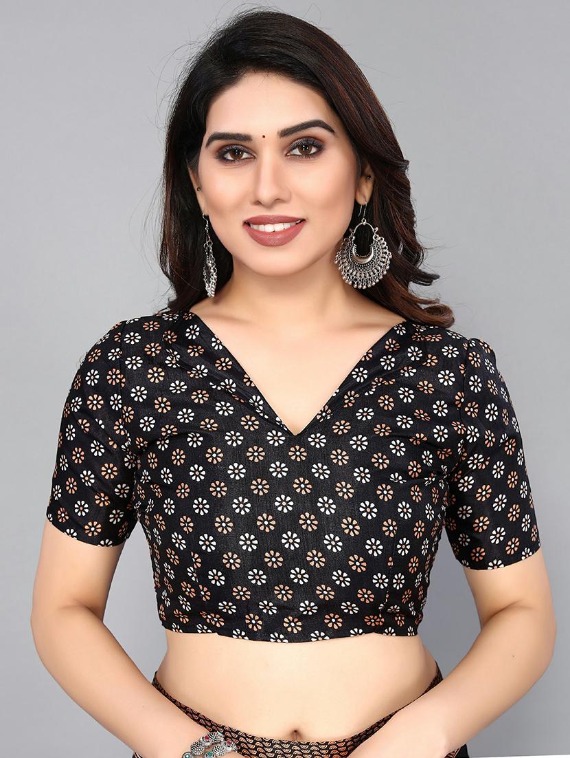 black silk blend mysore saree with blouse - 20039584 - Standard Image - 2