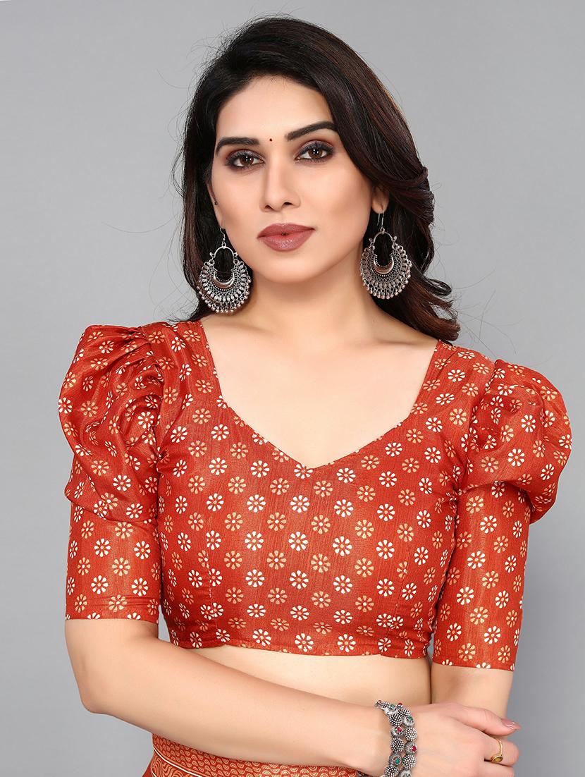 orange silk blend mysore saree with blouse - 20039588 - Standard Image - 2