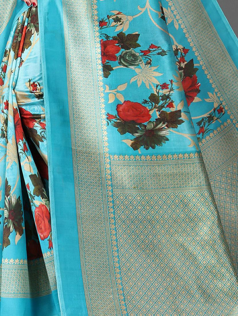 blue silk blend mysore saree - 20039591 - Standard Image - 2