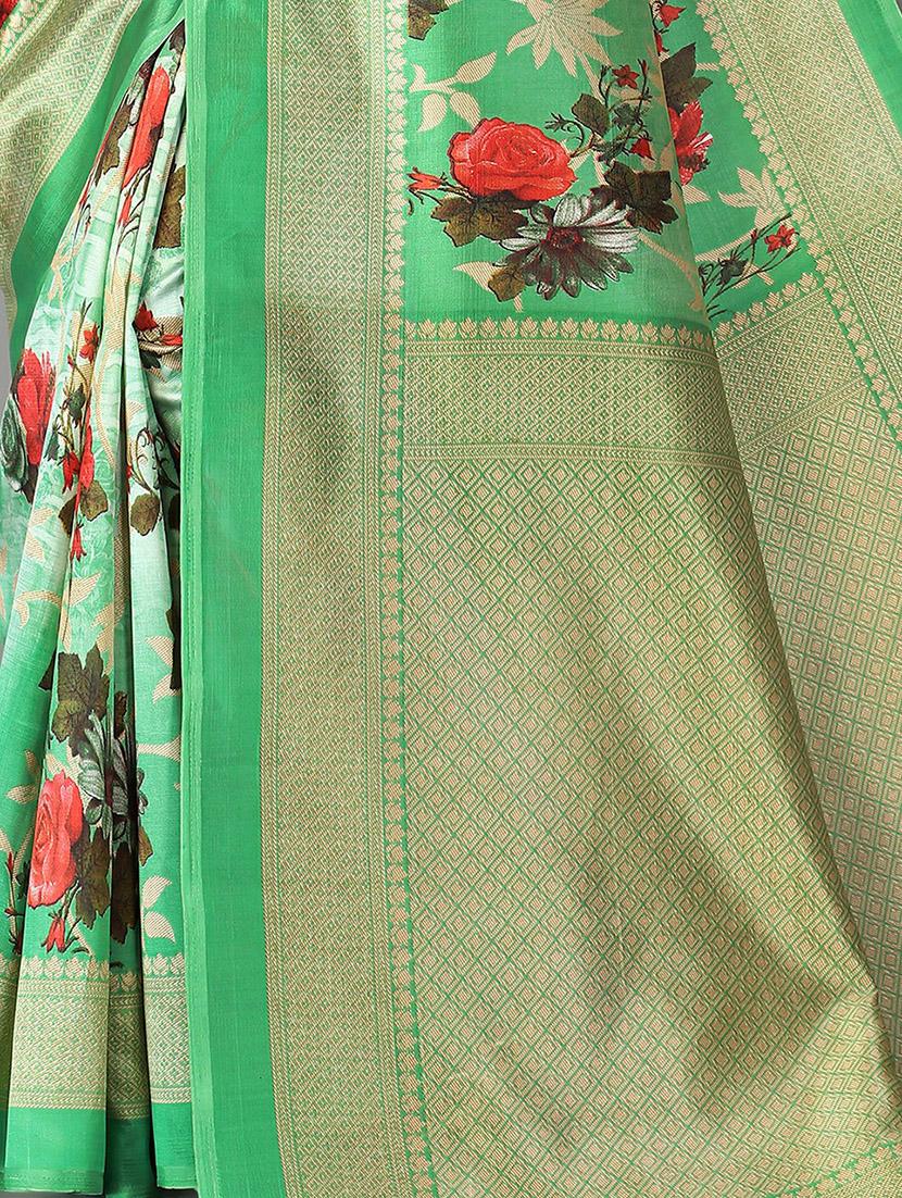 floral printed mysore silk saree with blouse - 20039603 - Standard Image - 2
