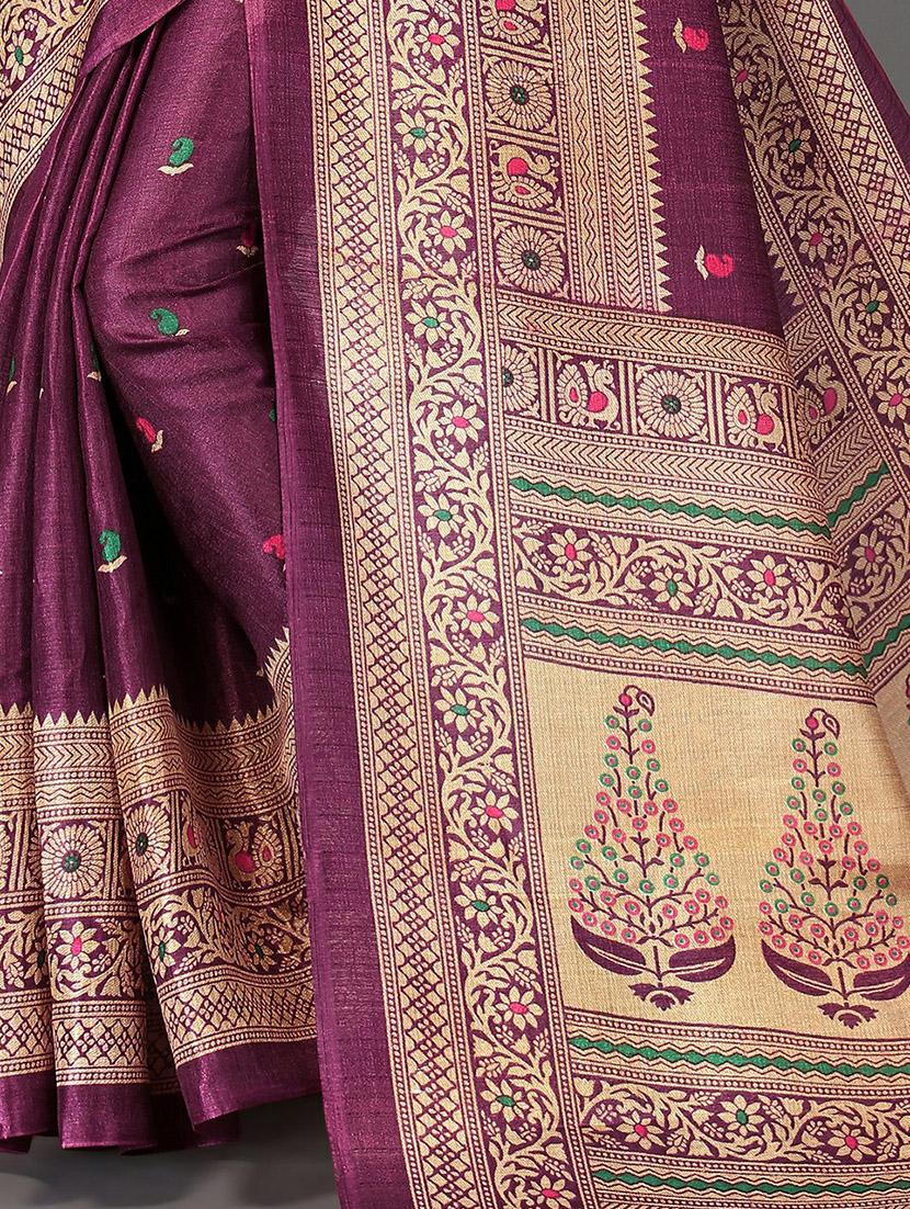 paisley design mysore silk saree with blouse - 20039609 - Standard Image - 2