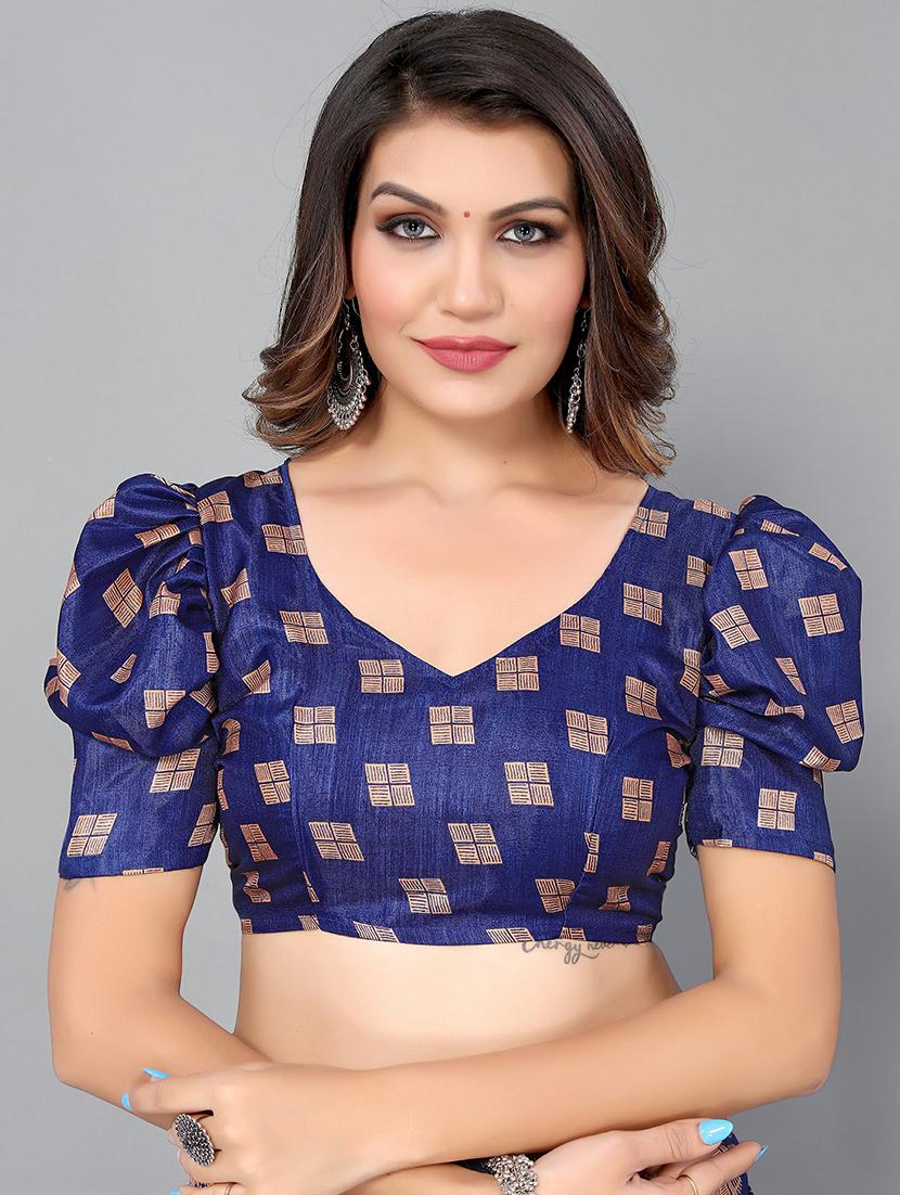 women's printed navy blue colored saree - 20039663 - Standard Image - 2
