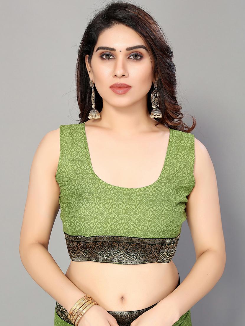 printed saree with blouse - 20039679 - Standard Image - 2