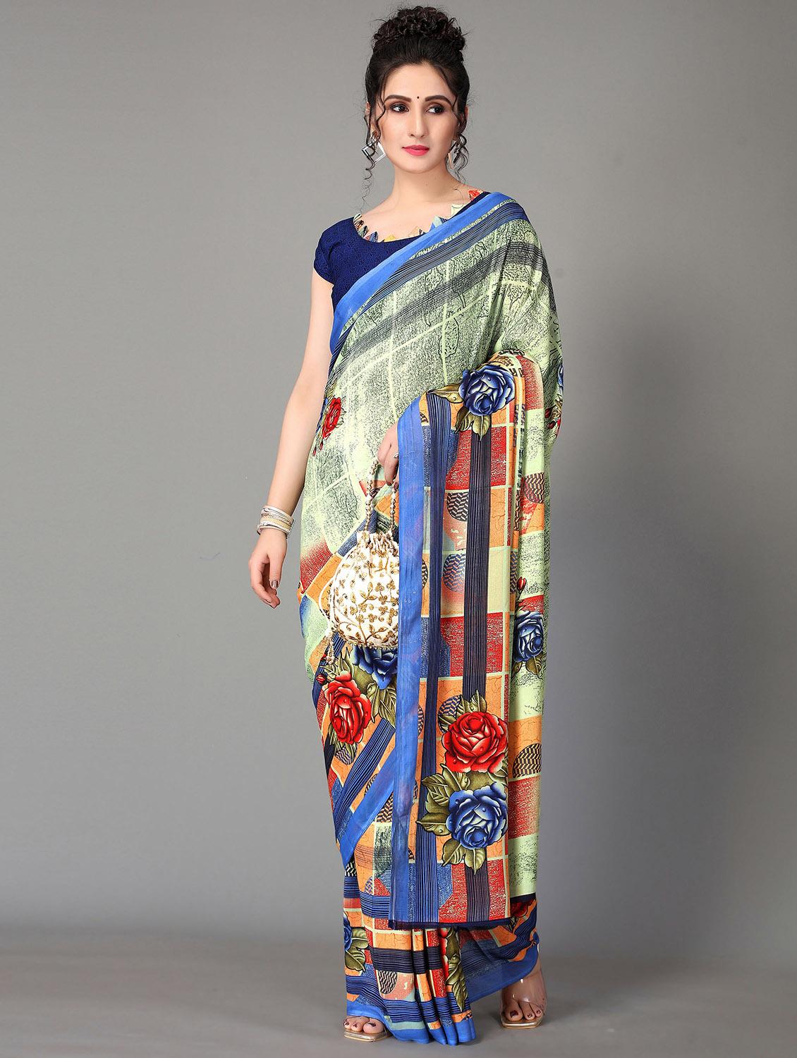printed saree with blouse - 20039680 - Standard Image - 2