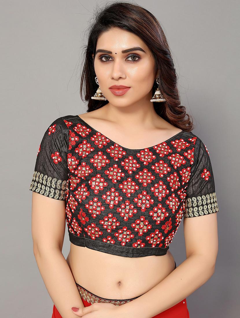 women's bordered red colored saree with blouse - 20039681 - Standard Image - 2