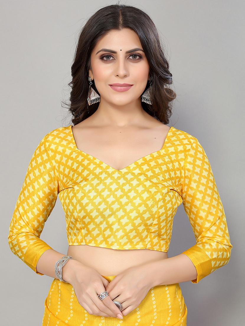 bandhani printed saree with blouse - 20039703 - Standard Image - 2