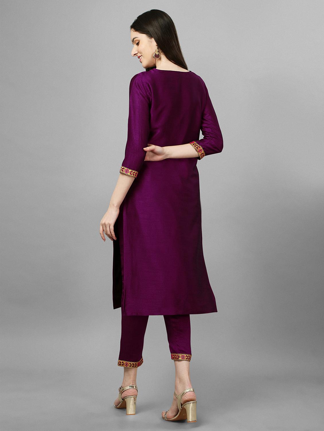round neck solid straight kurta - 20039714 - Standard Image - 2