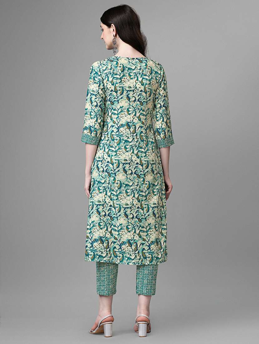 notch neck printed straight kurta - 20039718 - Standard Image - 2