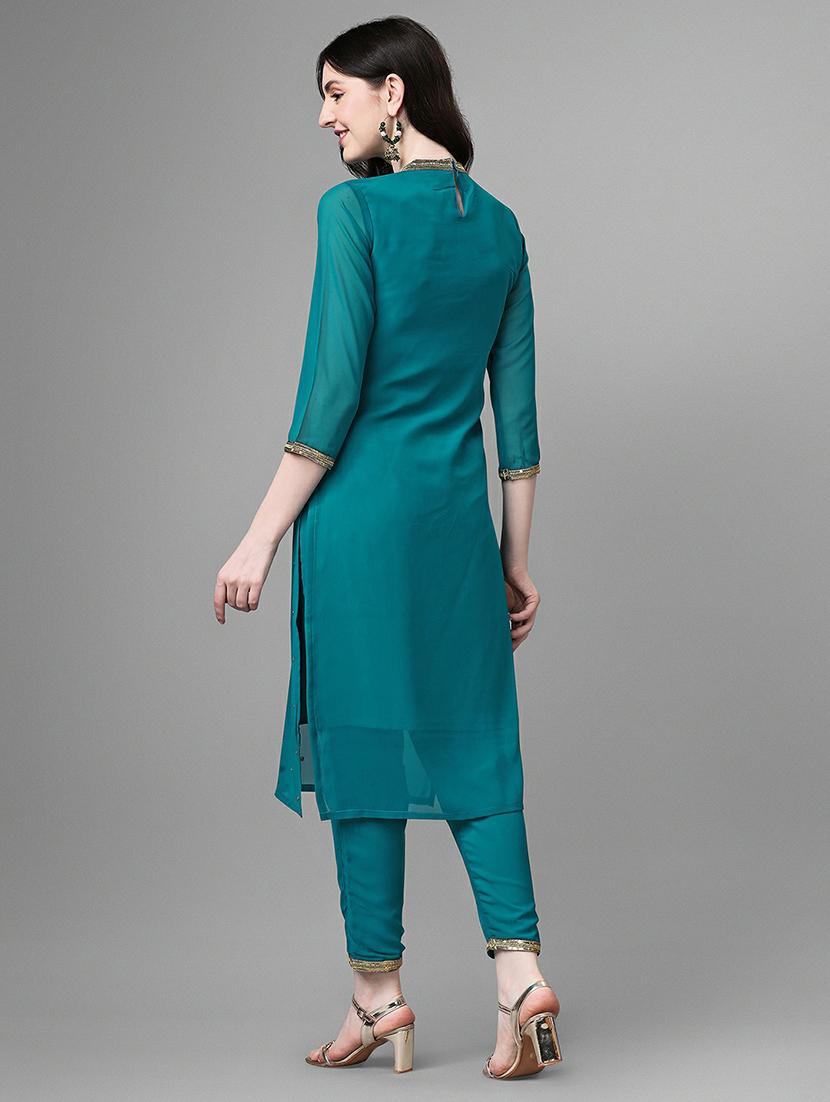 mandarin neck self design straight kurta - 20039742 - Standard Image - 2