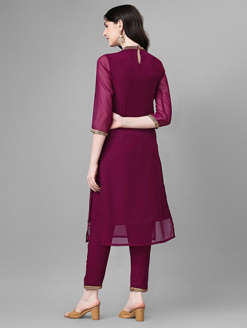 embroidered kurta pant set - 20039771 - Standard Image - 2