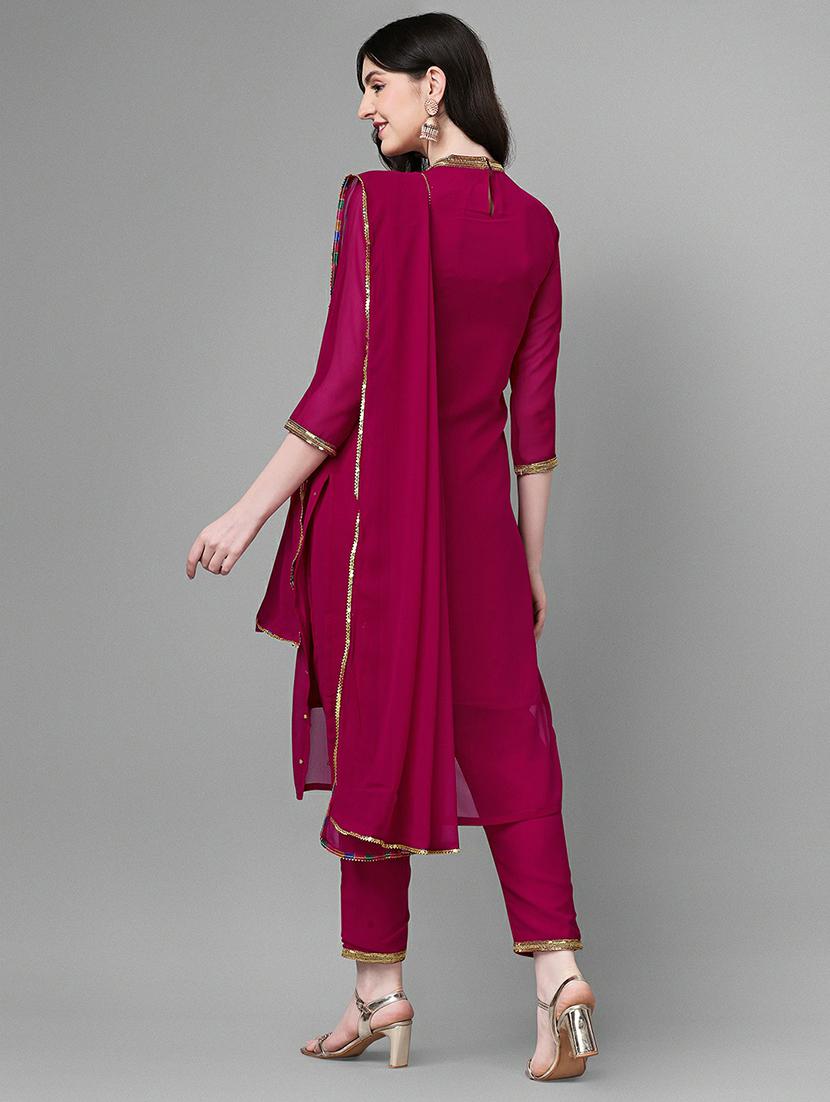 embroidered kurta pant set with dupatta - 20039777 - Standard Image - 2