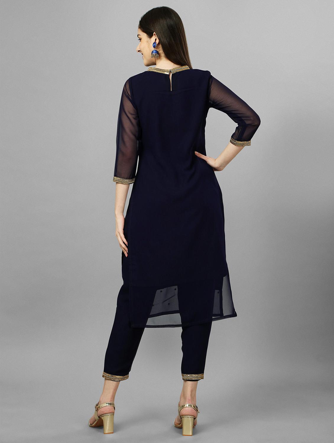 embroidered kurta pant set - 20039789 - Standard Image - 2
