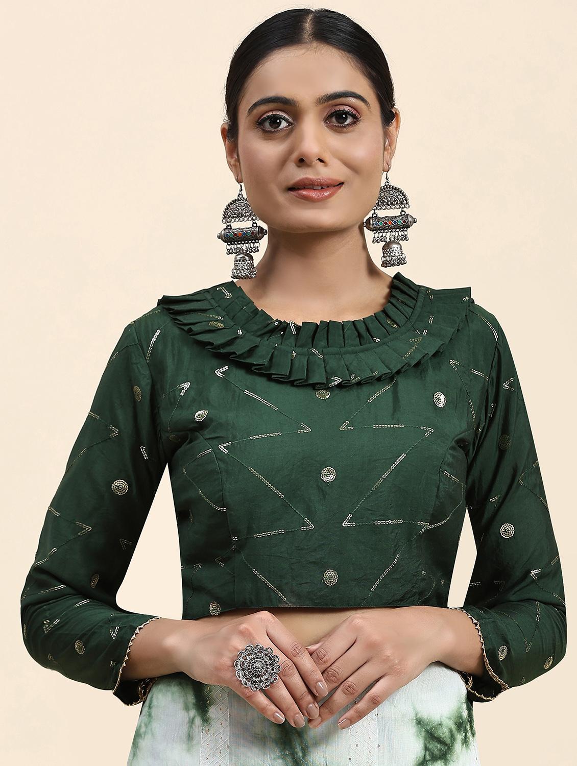 women's tie & dye dark green colored saree - 20040207 - Standard Image - 2