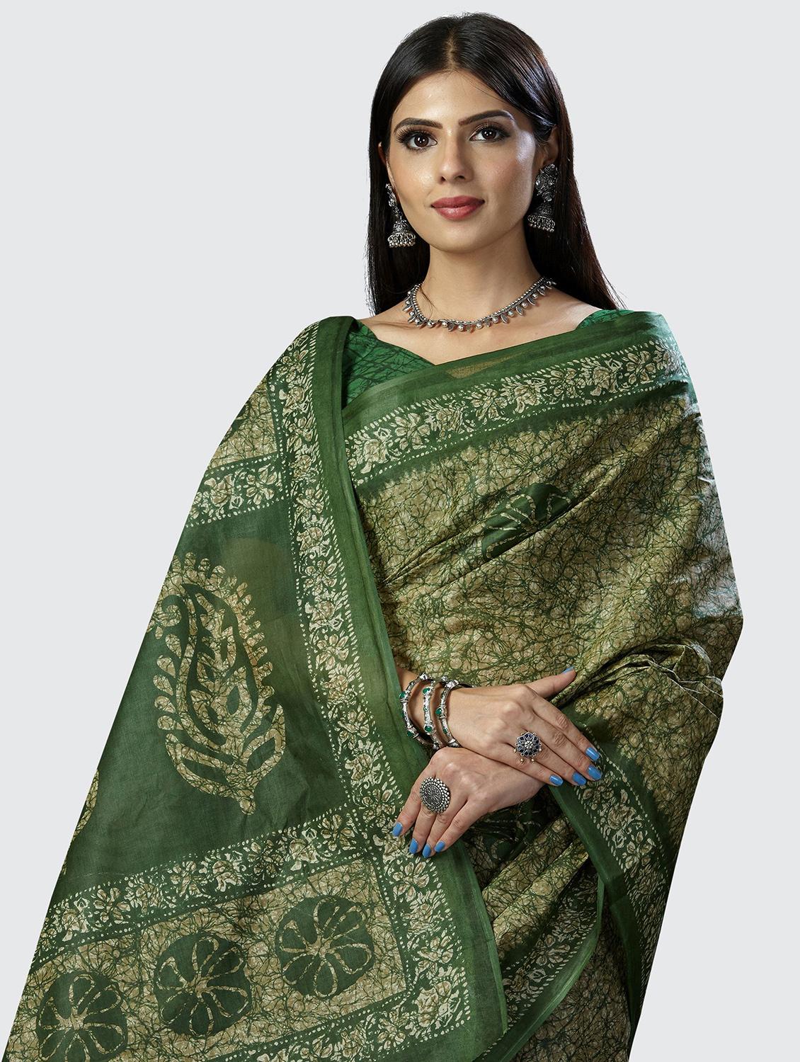 printed saree with blouse - 20040286 - Standard Image - 2
