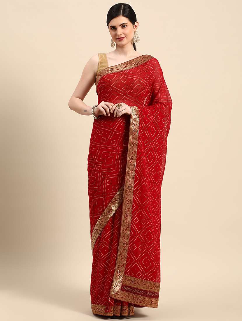 women's foil print maroon colored saree