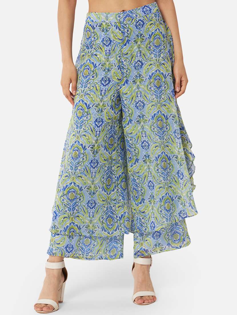 printed ruffled regular palazzo - 20041524 -  Zoom Image - 0
