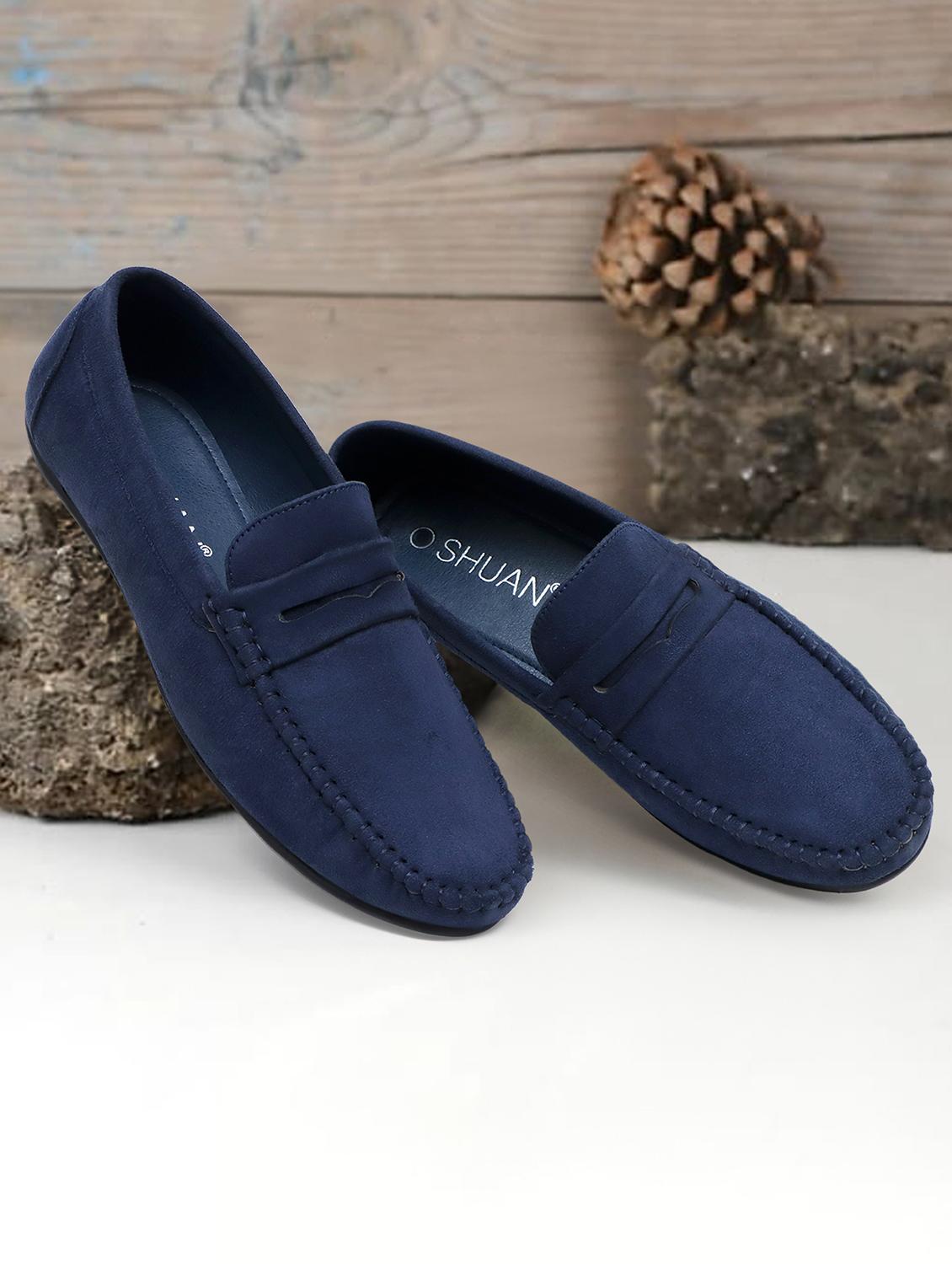 blue solid slip-on loafers - 20045102 - Zoom Image - 0