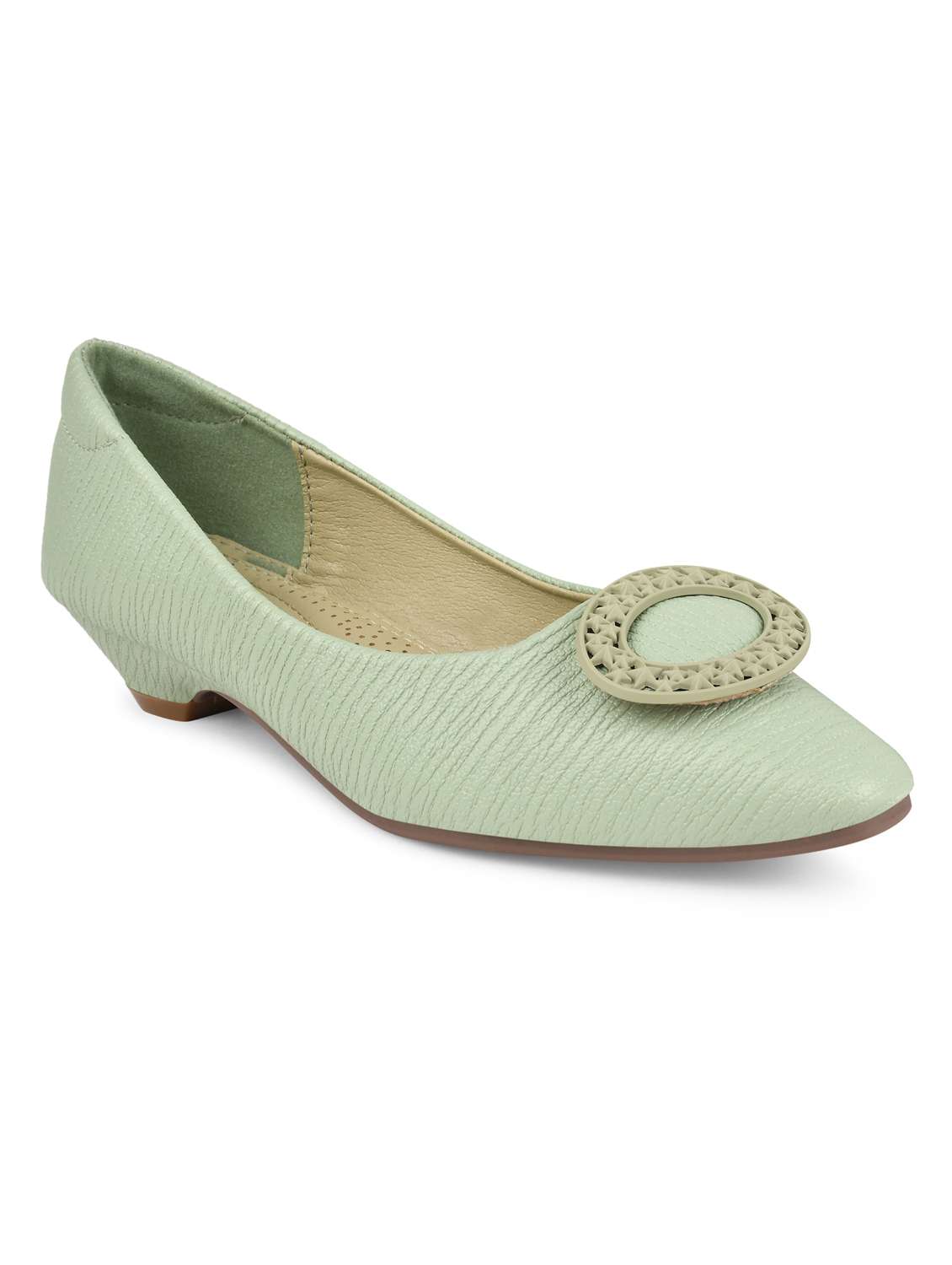 green slip on textured ballerina - 20045139 -  Standard Image - 2