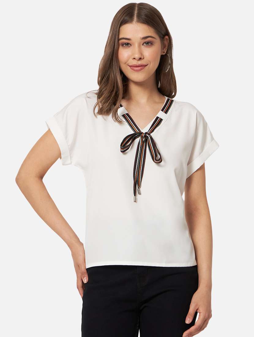 women's straight v neck top - 20045194 -  Zoom Image - 0