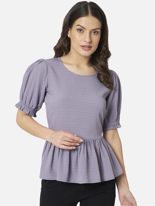 purple solid peplum top - 20045202 - Standard Image - 0