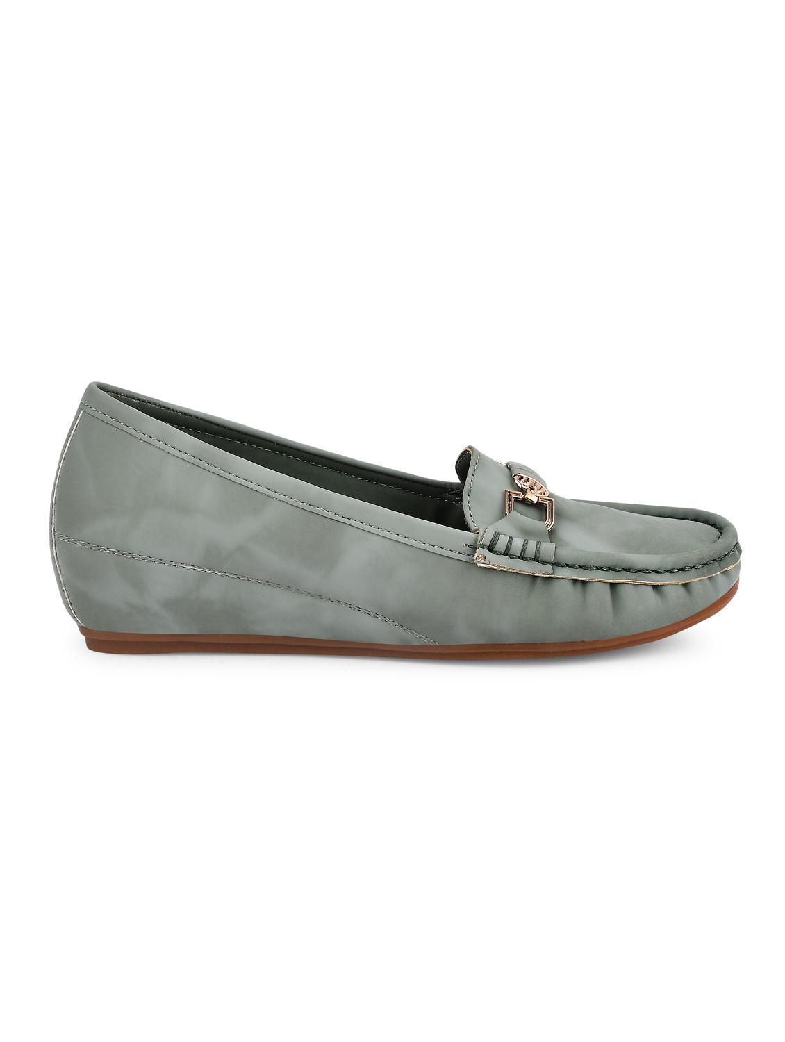 green pu slip on loafers - 20045288 - Standard Image - 2