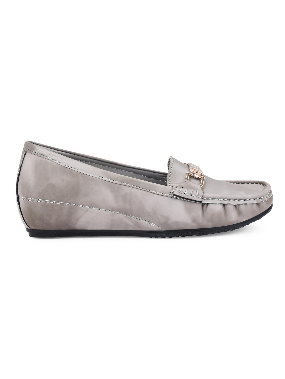 grey pu slip on loafers - 20045289 - Standard Image - 2