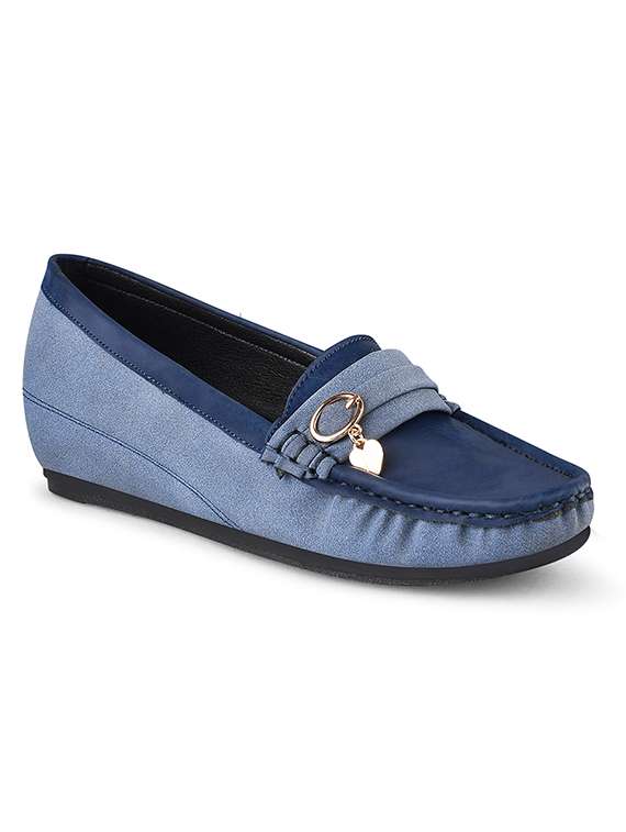 blue pu slip on loafers - 20045290 -  Standard Image - 2