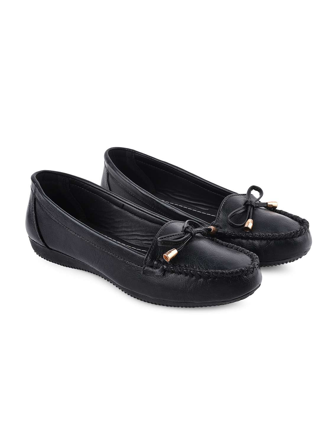 black pu slip on loafers