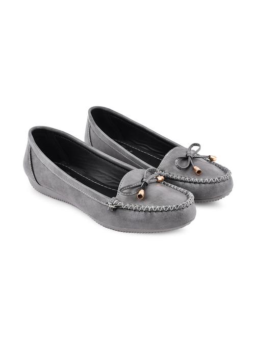 grey pu slip on loafers - 20045303 - Standard Image - 0