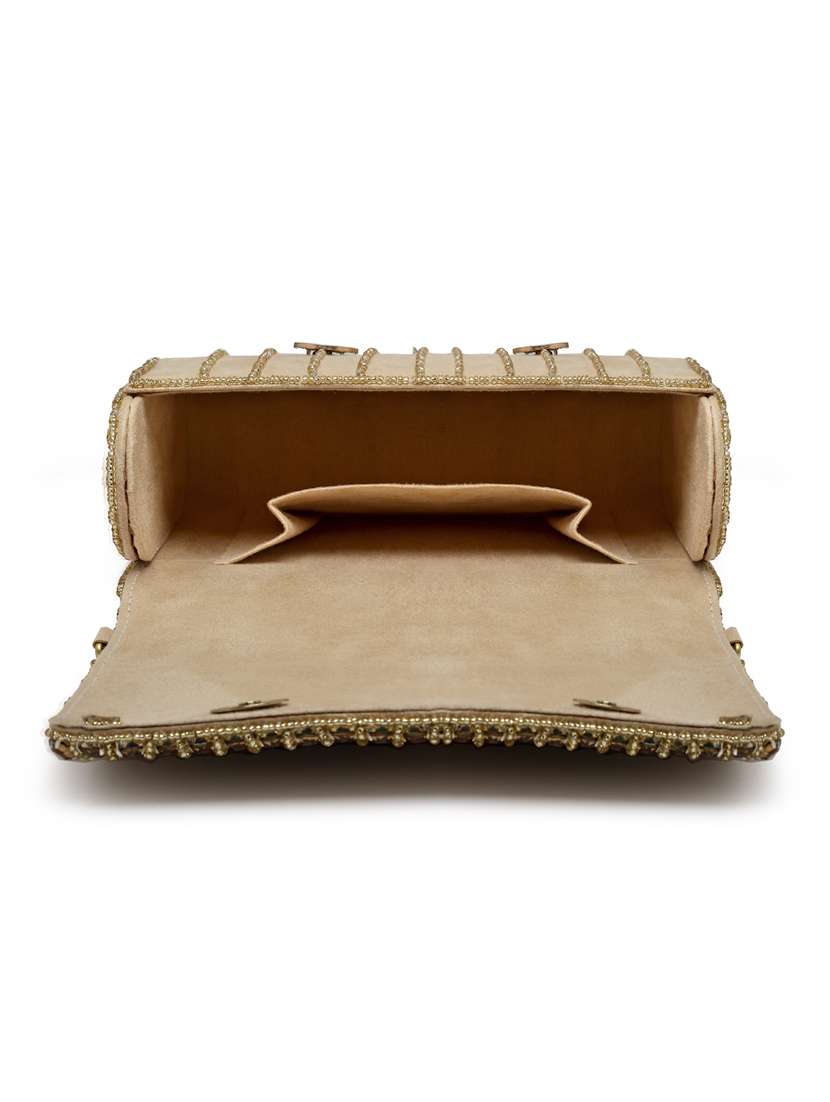 Nude Suede Fold Over Clutch