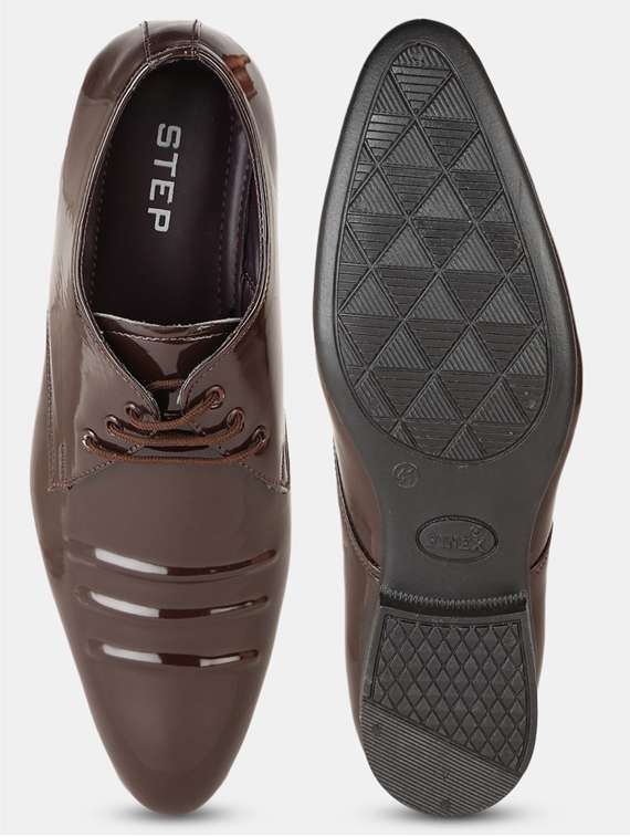 brown synthetic & mesh laceup derbies - 20045711 -  Standard Image - 2