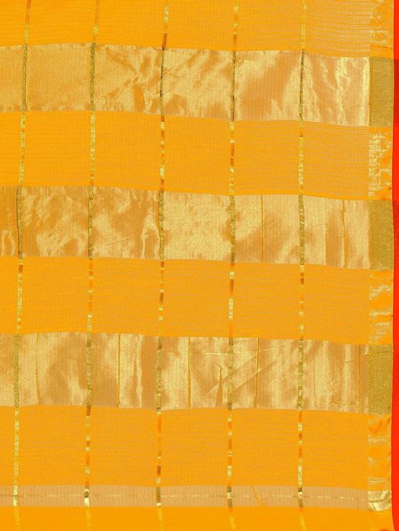 yellow kota doria saree with blouse - 20046603 - Standard Image - 2