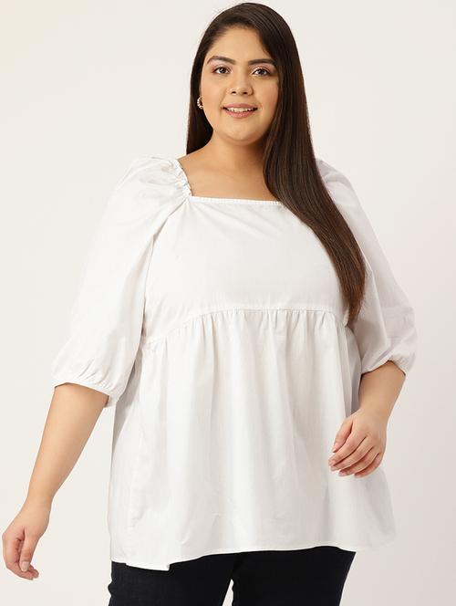 women's peplum square neck top - 20047711 - Standard Image - 0
