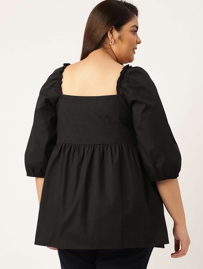 women's peplum square neck top - 20047712 - Standard Image - 2
