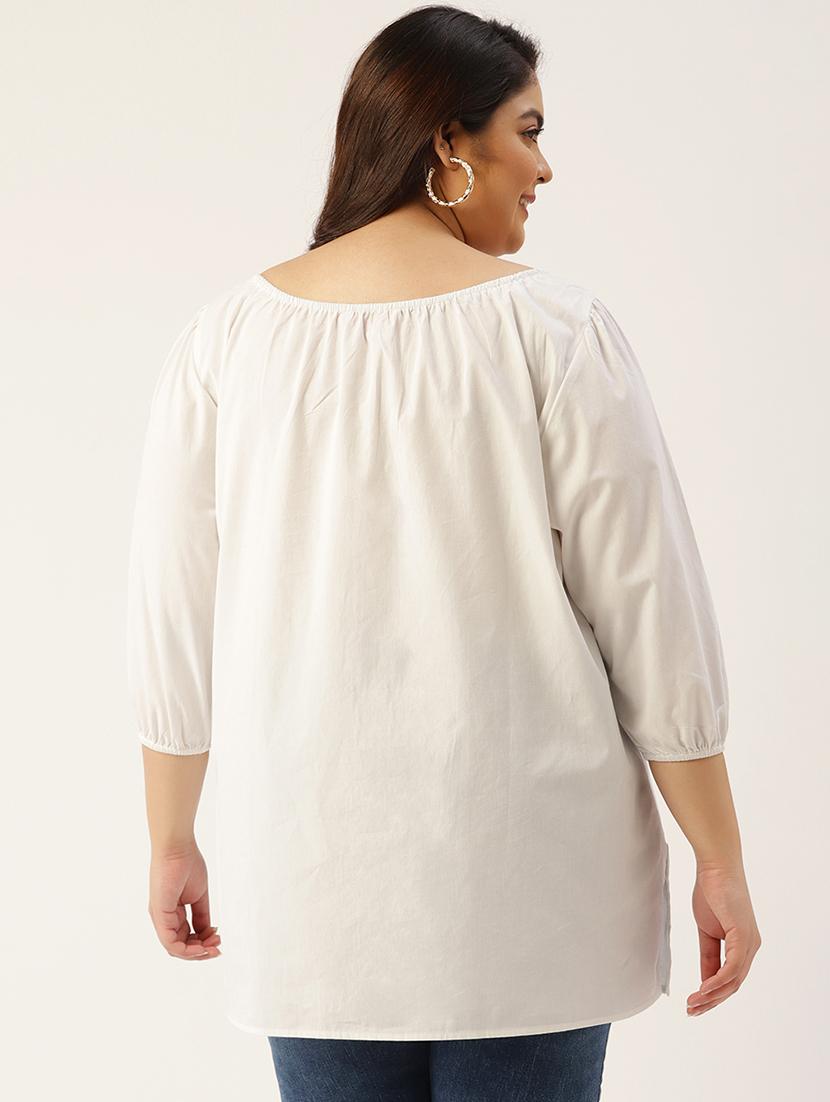 women's straight tie-up neck top - 20047714 - Standard Image - 2