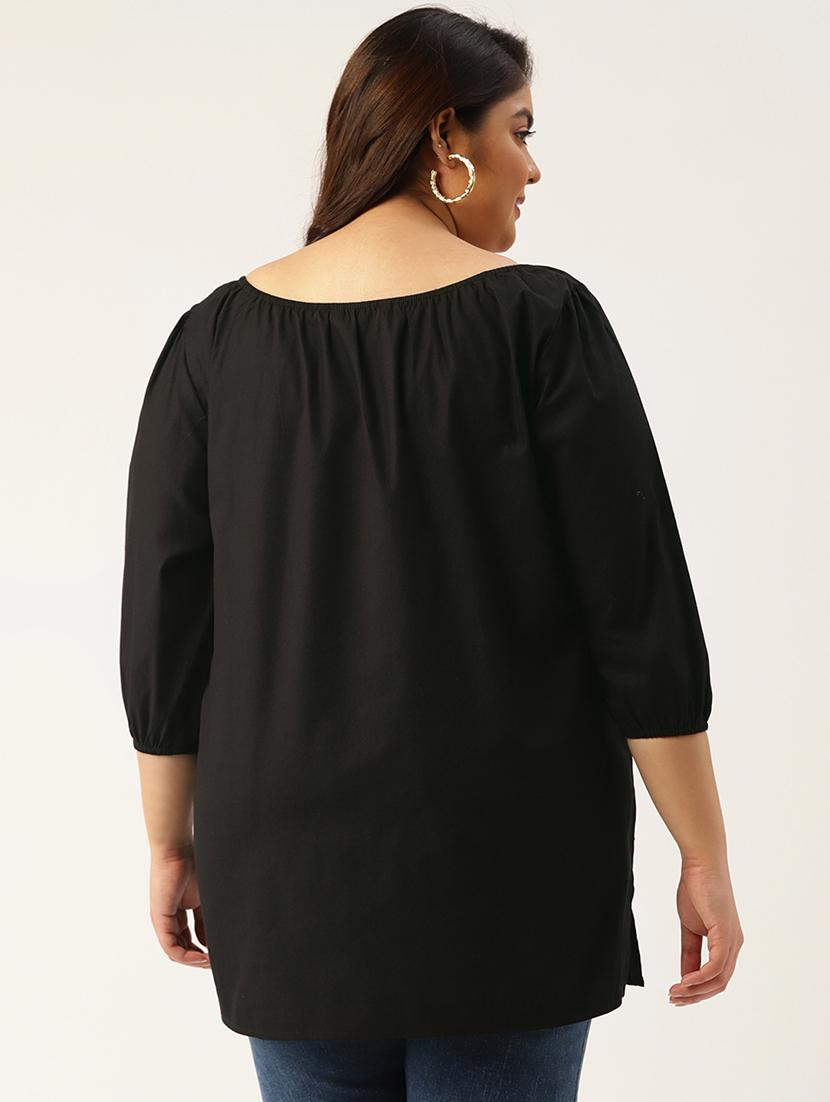 women's straight tie-up neck top - 20047715 - Standard Image - 2