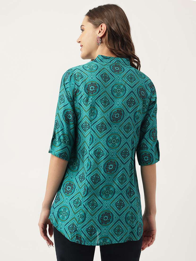 green silk blend shirt tunic - 20048022 - Standard Image - 2