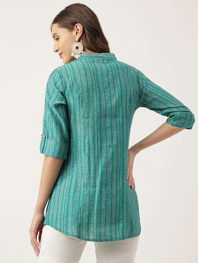 turquoise green silk blend shirt tunic - 20048023 -  Standard Image - 2