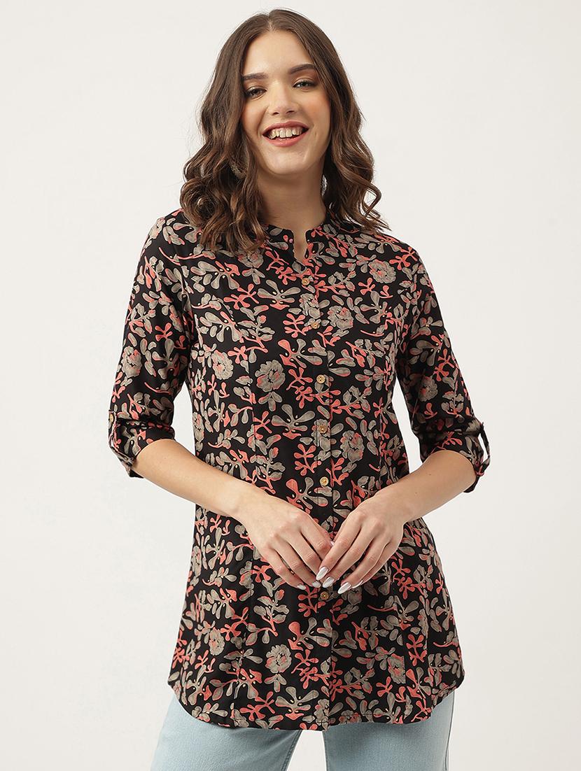 black rayon shirt tunic - 20048028 -  Zoom Image - 0