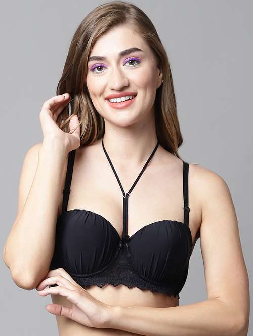 black polyester push up bra - 20049997 -  Standard Image - 0