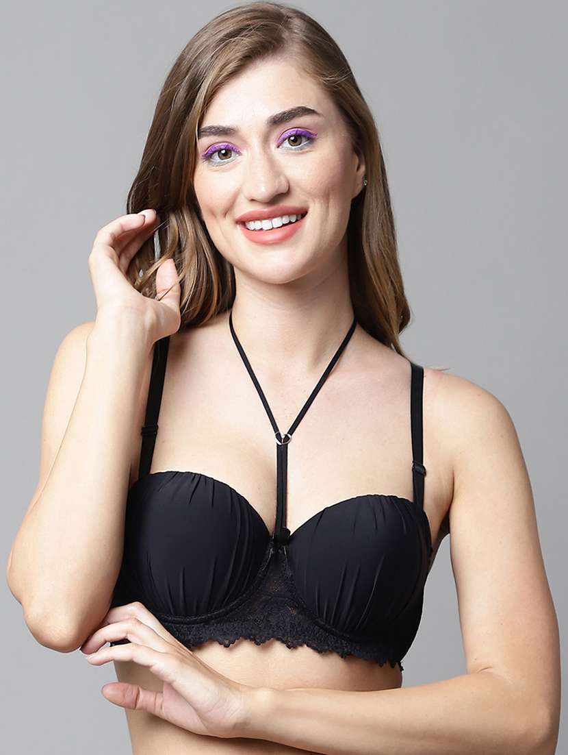 black polyester push up bra