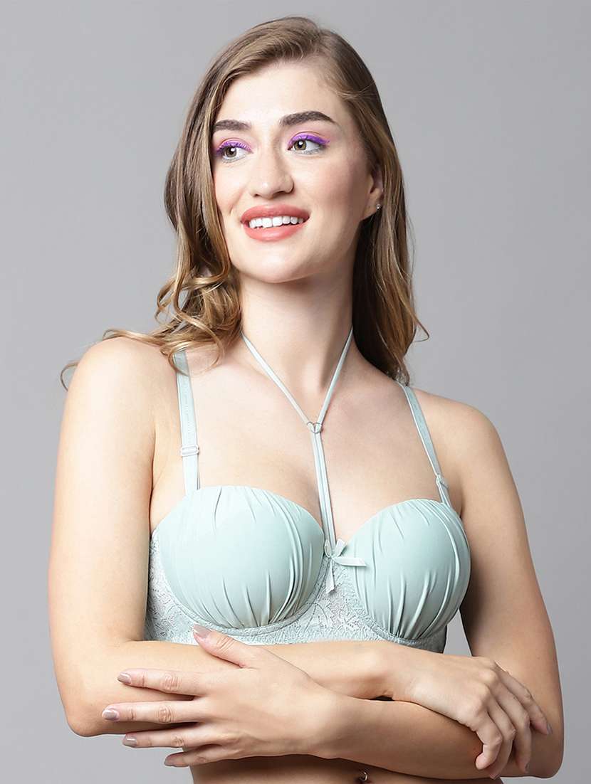green polyester push up bra