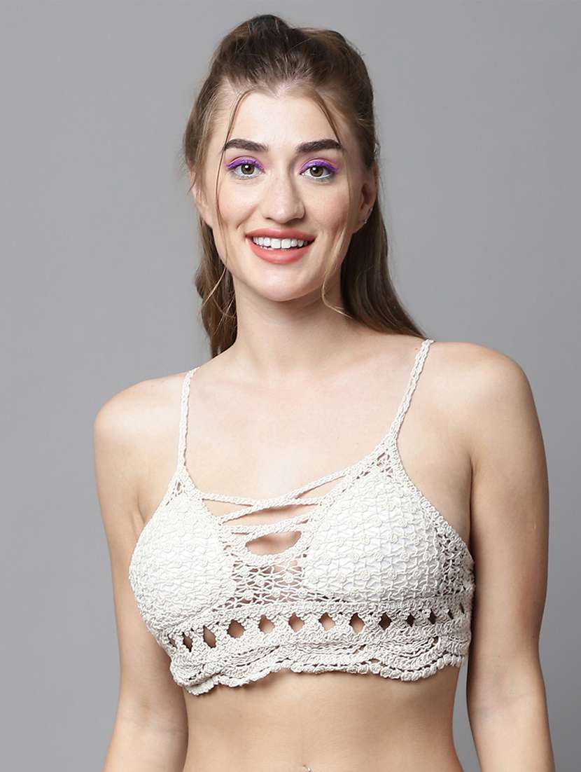 white cotton lette bra