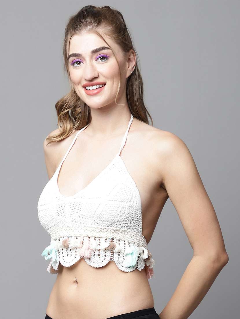 white cotton lette bra - 20050018 -  Standard Image - 2