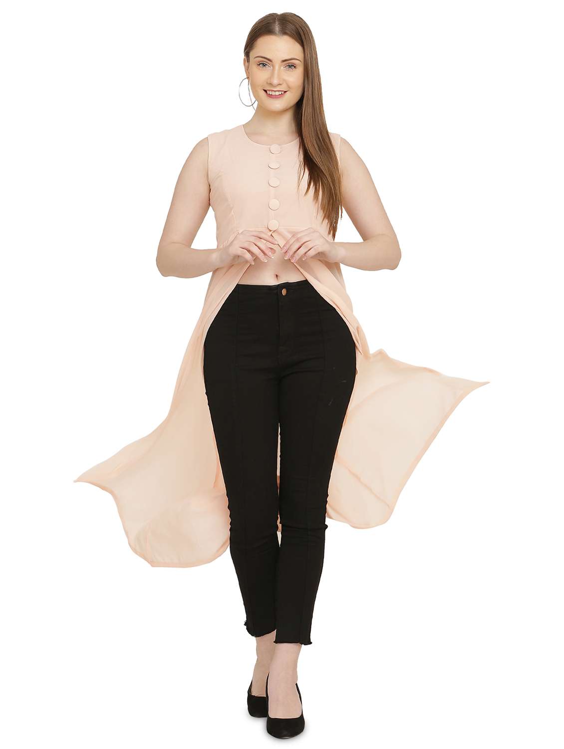 pink solid fit & flare tunic