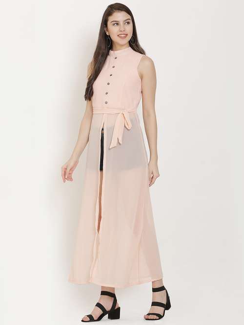 pink solid fit & flare tunic - 20051725 -  Standard Image - 0