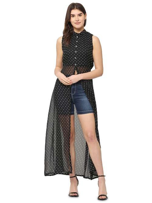 black polka dots fit & flare tunic - 20051730 -  Standard Image - 0