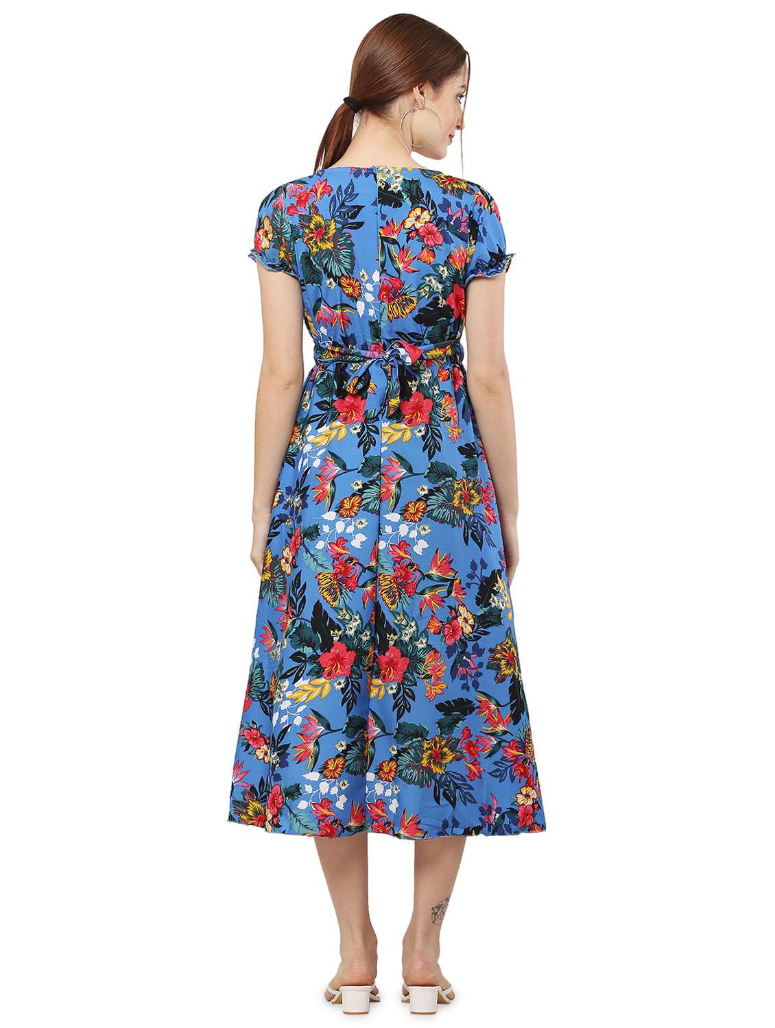 women's fit & flare color block dress - 20051733 - Standard Image - 2