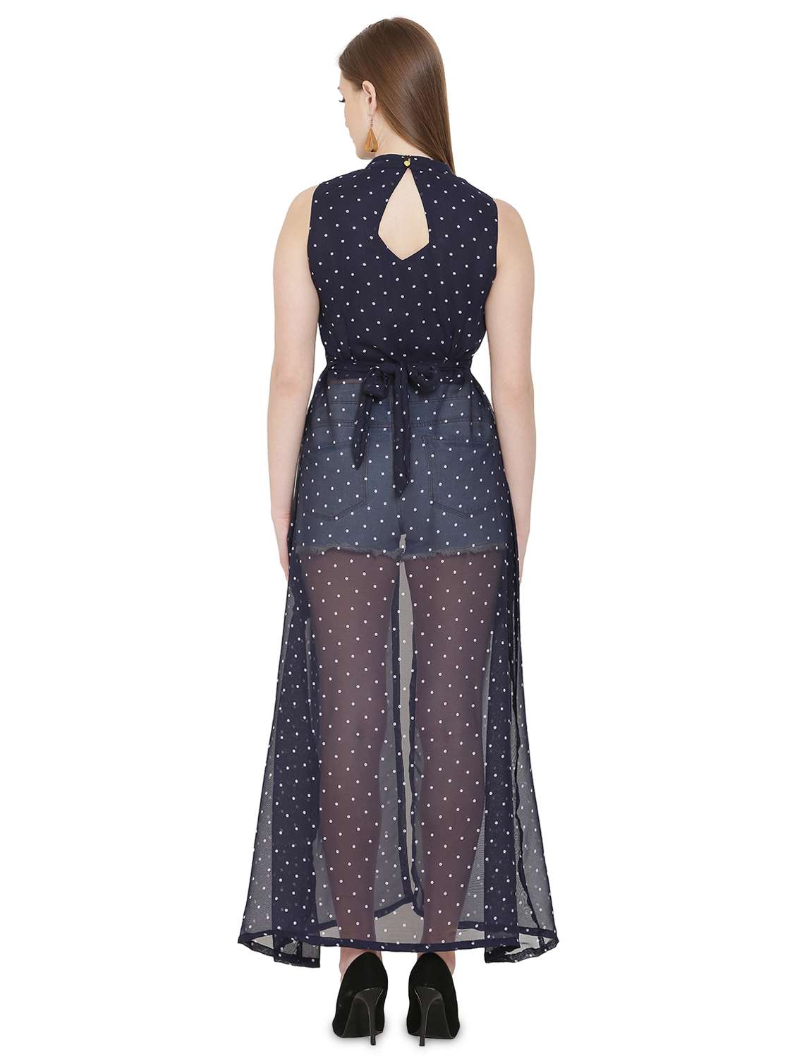 blue polka dots fit & flare tunic - 20051734 - Standard Image - 2