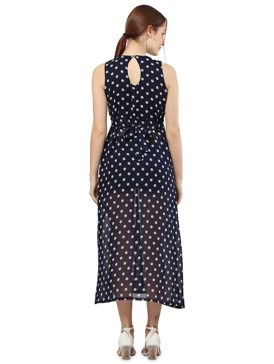 blue polka dots fit & flare tunic - 20051742 - Standard Image - 2